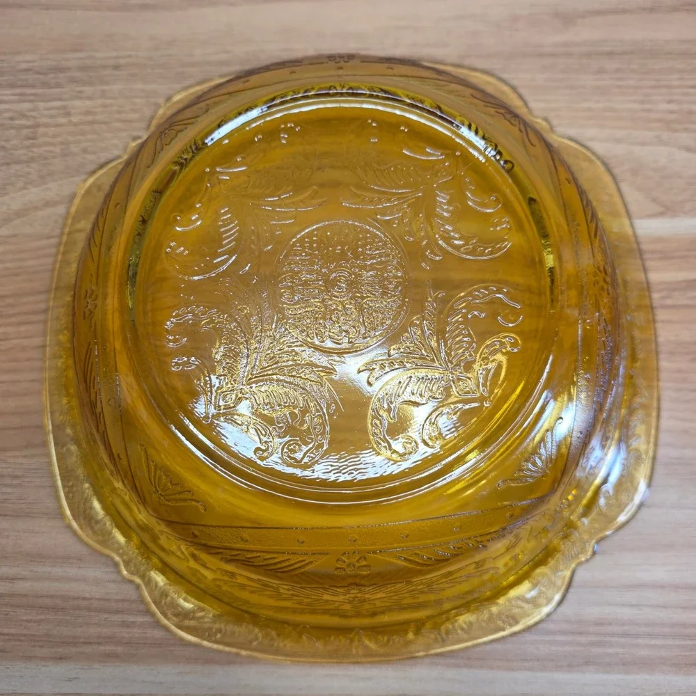 Vintage Federal Amber Madrid Recollection Glass‎ 9